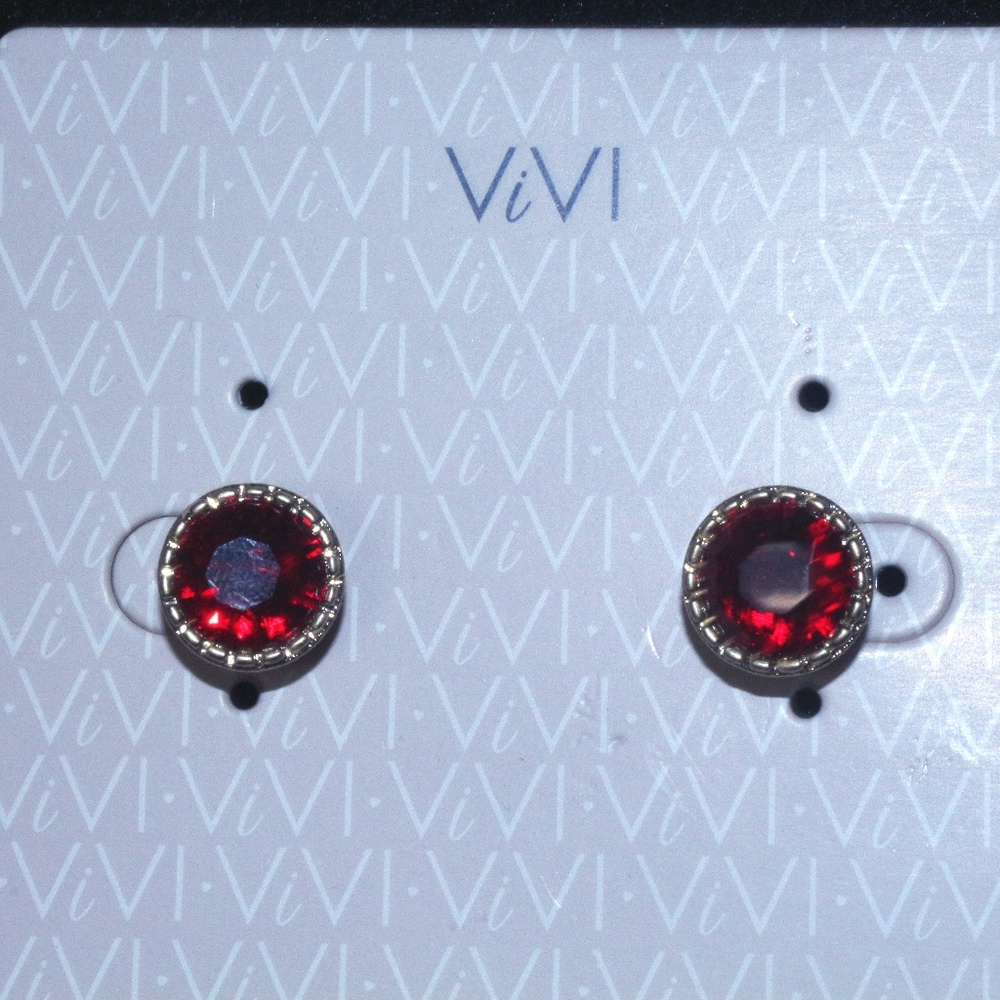 Red gem with gold rim 1 .5" Earrings